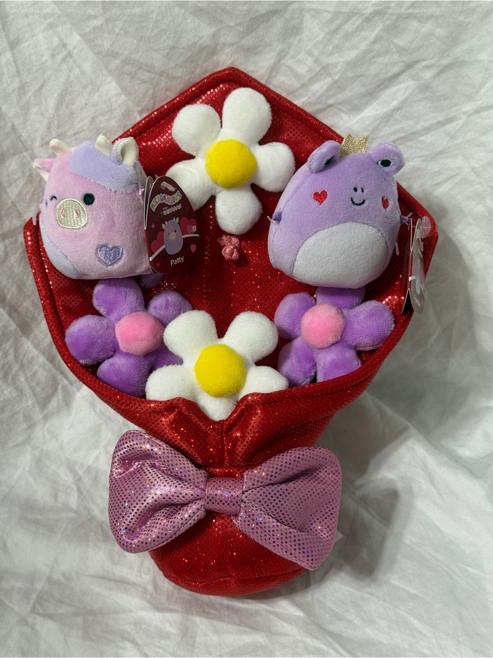 Squishmallows Valentine Bouquet Patty the cow and Francine the frog